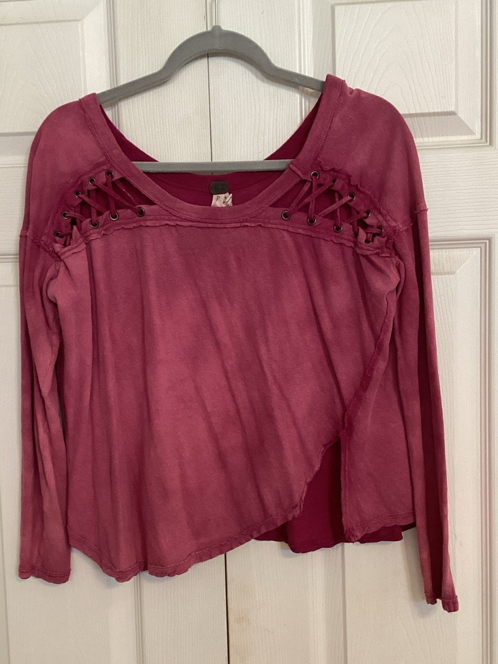 Free People Rose Lace-Up Long Sleeve Top